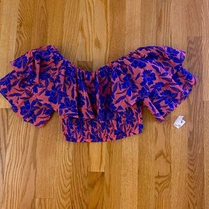 Pink and Blue Off-The-Shoulder Top